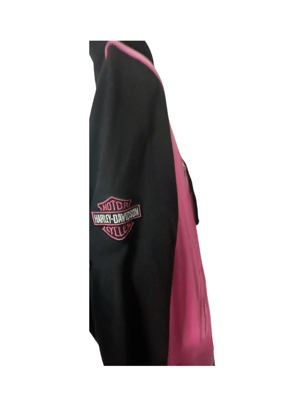 Harley-Davidson Zip-Up Hoodie Black Pink Bikercore Biker Embroidered Size XL - Picture 5 of 10